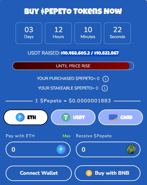Pepeto presale status Pepeto presale status