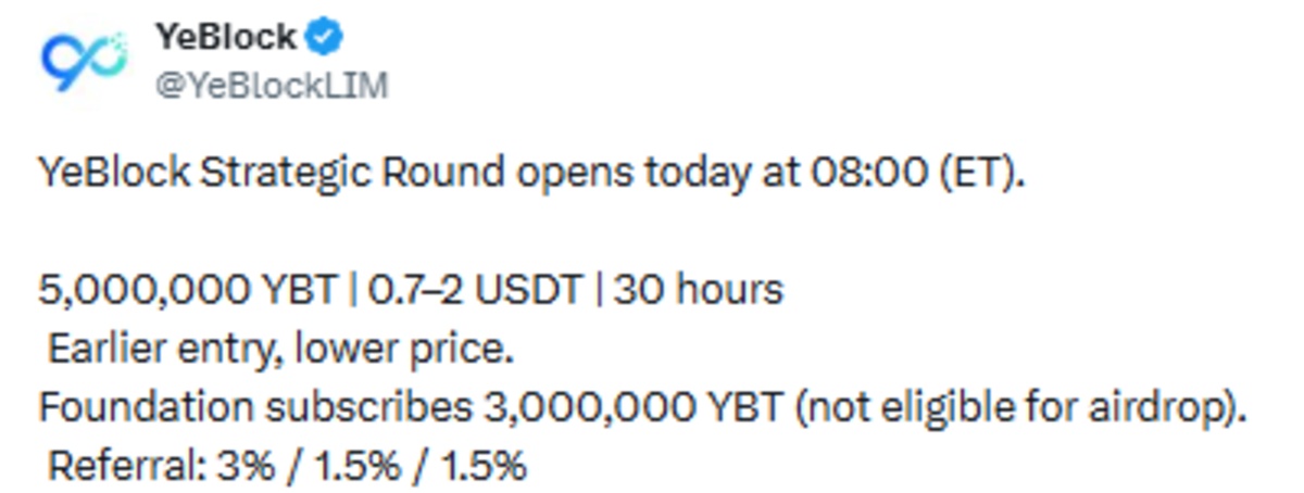 YeBlock News official X Post screenshot YeBlock News official X Post screenshot