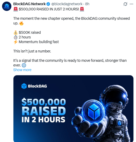 Blockdag raised $500,000 in two hours Blockdag raised $500,000 in two hours