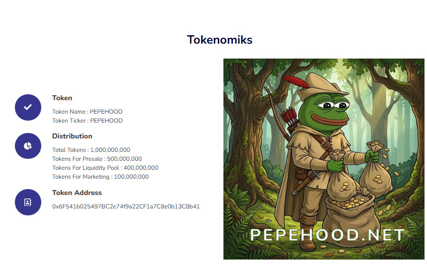 Tokenomiks of PepeHood 