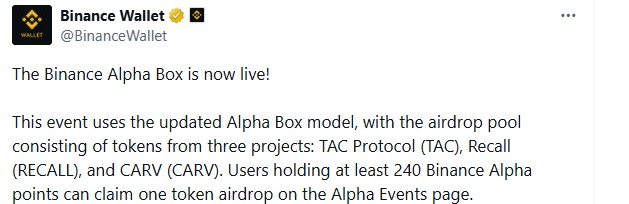 Binance Alpha Box event