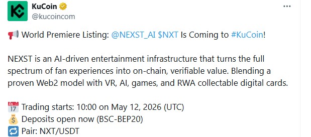 NEXST AI launch on KuCoin