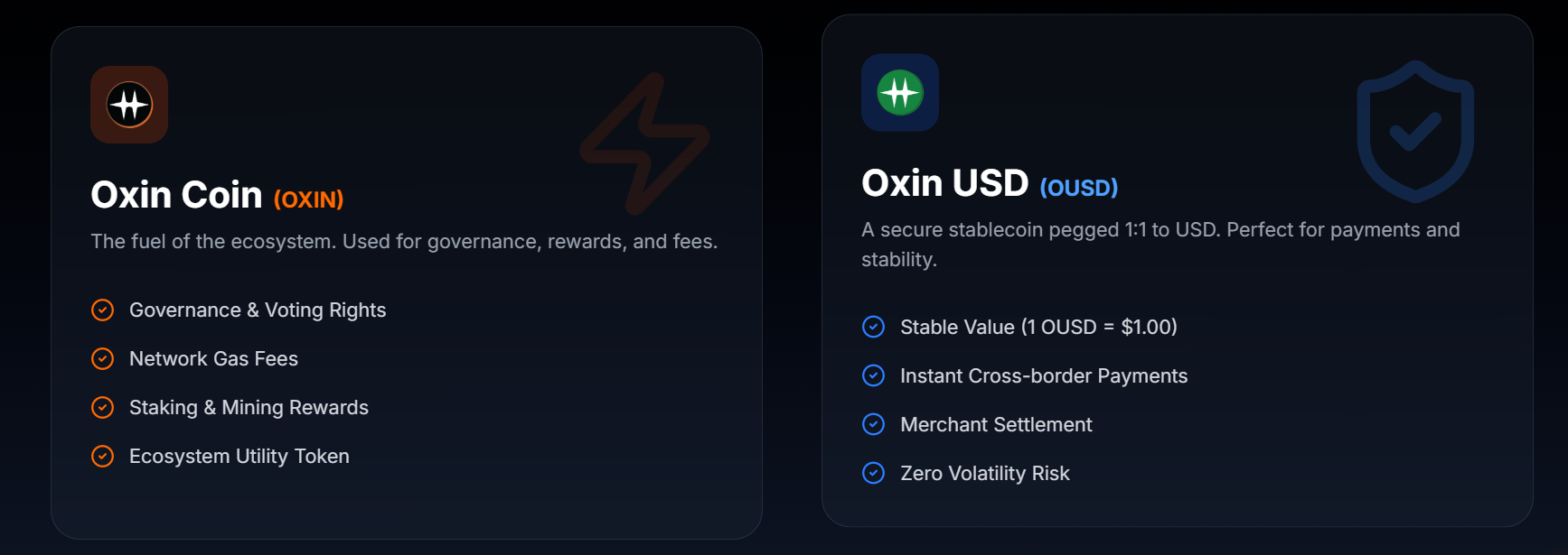 Oxin chain dual token Oxin coin and oxin usd Oxin chain dual token Oxin coin and oxin usd