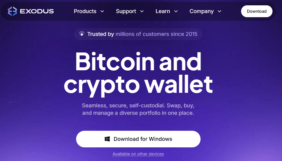 Exodus Crypto wallet features