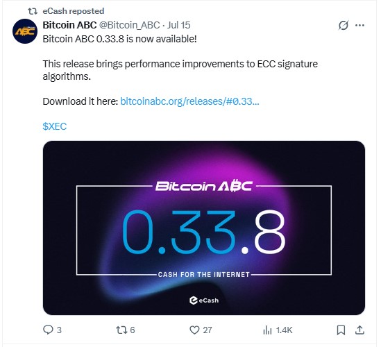 Bitcoin ABC X post 