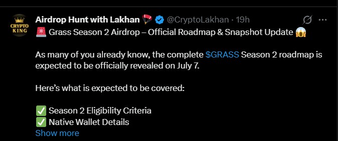 Grass Airdrop Claim Update