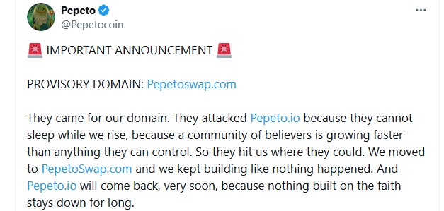 Pepeto Domain Hacked