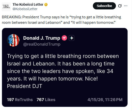Israel Lebanon crypto impact after Trump post on talks