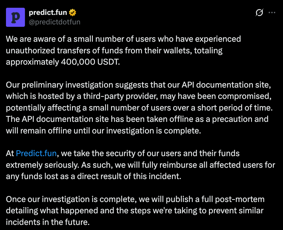 Predict.fun official tweet Predict.fun official tweet