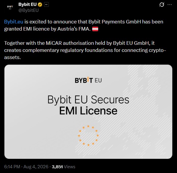 Bybit EU EMI License and MiCA Update Bybit EU EMI License and MiCA Update
