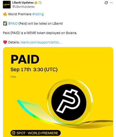 PAID is a meme token deployed on Solana