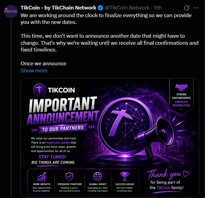 Tikcoin Network Important Announcemnet Tikcoin Network Important Announcemnet