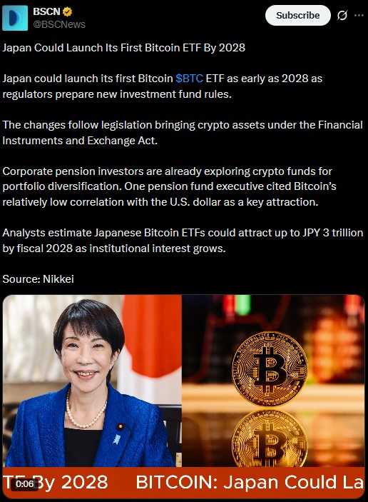 Japan is moving closer to allowing spot Bitcoin ETFs