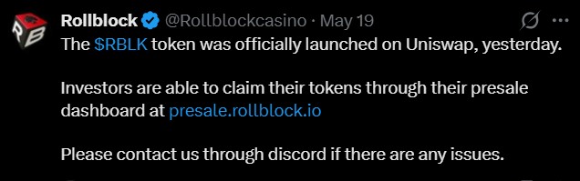 Rollblock Uniswap Launch Rollblock Uniswap Launch