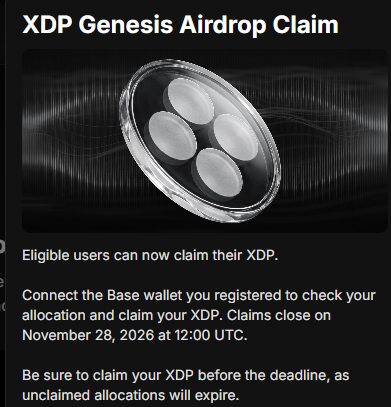 XDP airdrop claim details