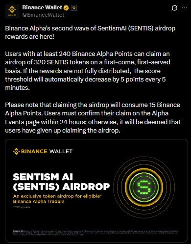 SENTIS Binance Alpha airdrop