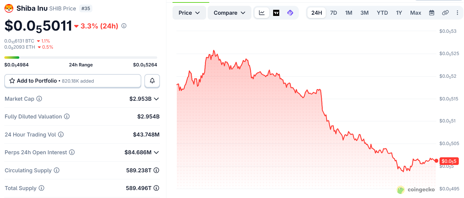 Shiba Inu price today