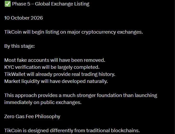 TikCoin Global Exchange Listing Set for October 10, 2026