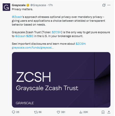 Grayscale Zcash Trust showing institutional interest Grayscale Zcash Trust showing institutional interest