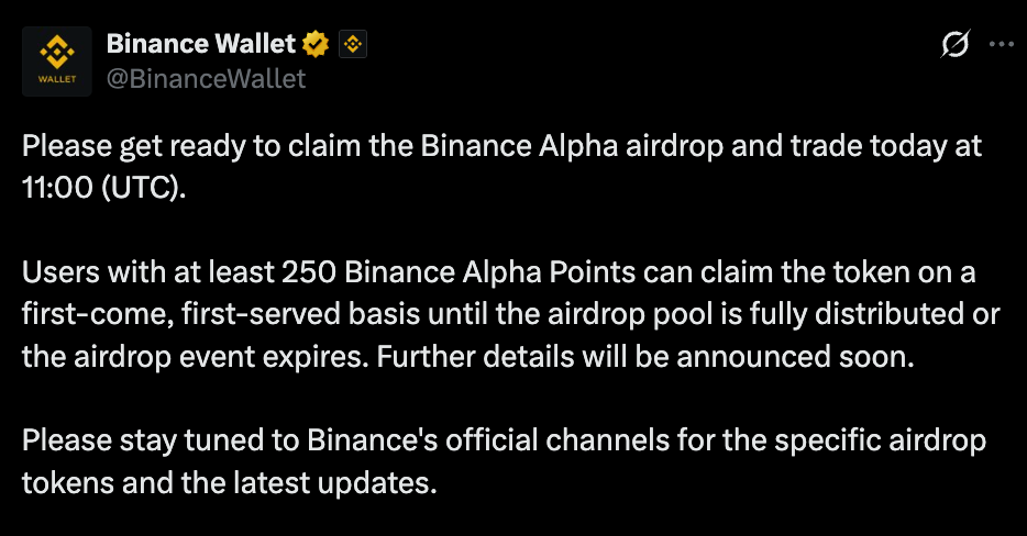 Binance Official X-Post Binance Official X-Post