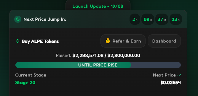 current presale progress snapshot of Alphapepe
