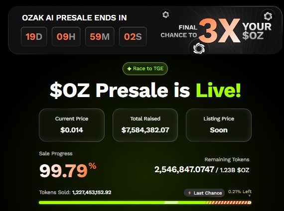 official Ozak AI presale dashboard