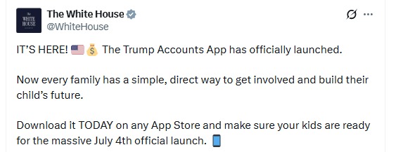 Trump Accounts App Launch