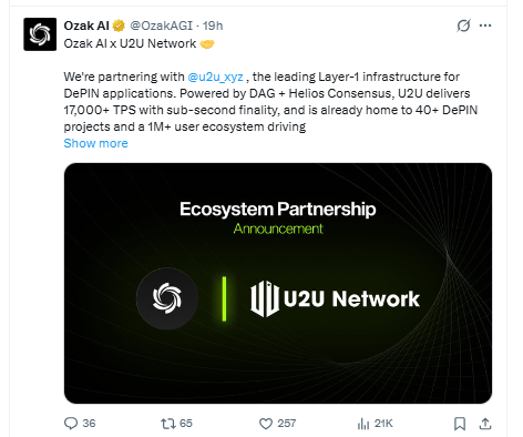 Ozak AI x U2U Network Patrnership