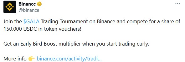 Binance GALA trading tournament