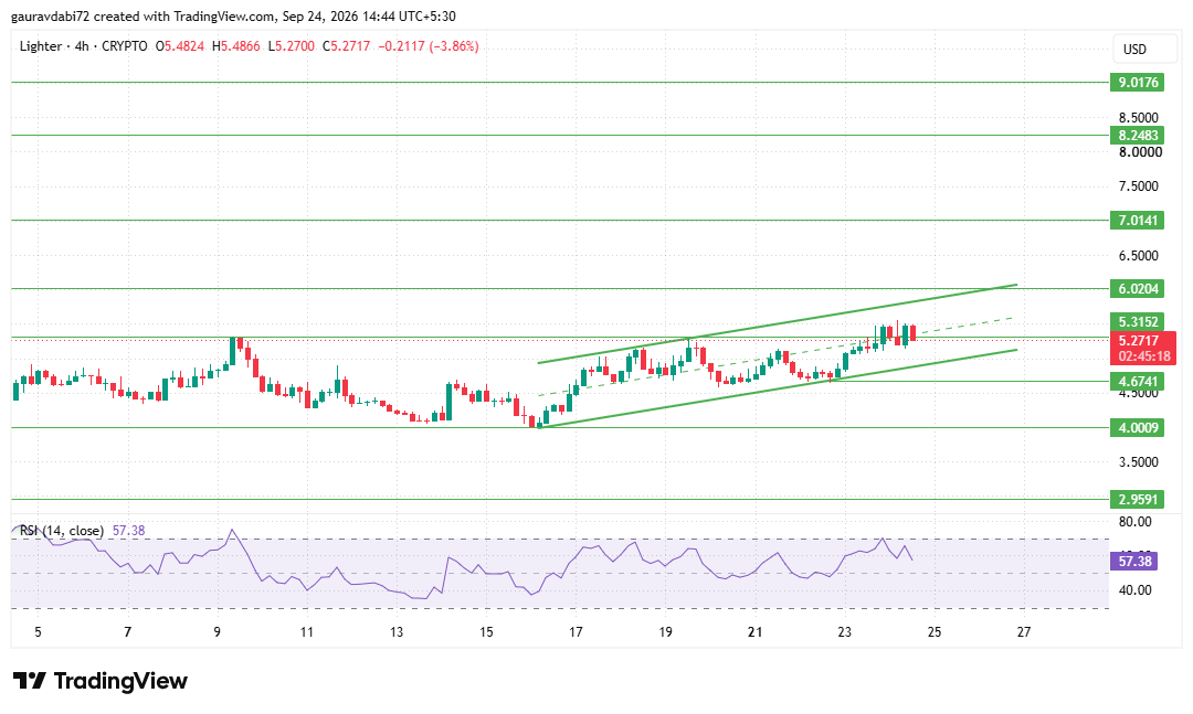  Lighter chart analysis, Lighter open interest, Lighter long short ratio
