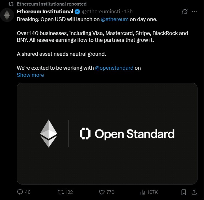 OpenUSD Could Strengthen Ethereum Institutional Ecosystem