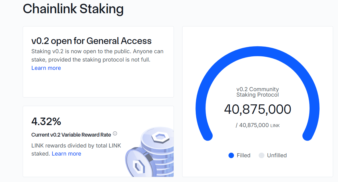 Chainlink Staking rewards page Chainlink Staking rewards page