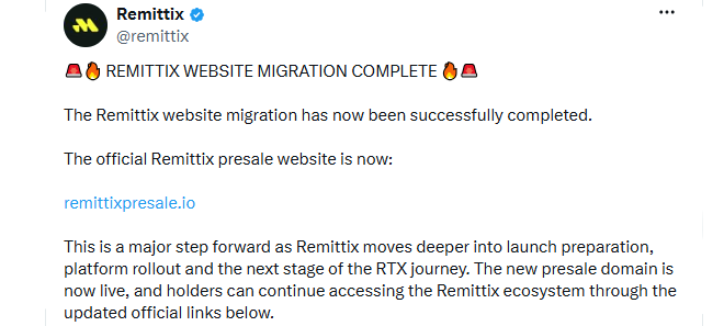 Remittix Migration Completed