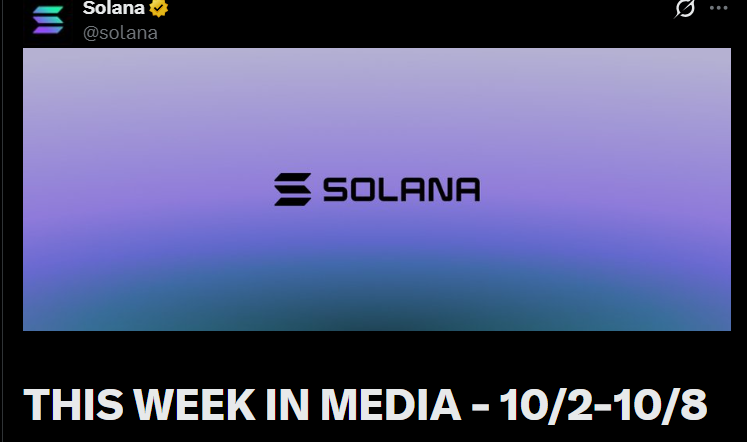Solana weekly update X post Solana weekly update X post