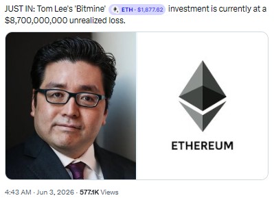 post on x unrealized Ethereum losses