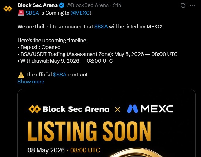 MEXC Block Security Arena BSC Token Listing Today