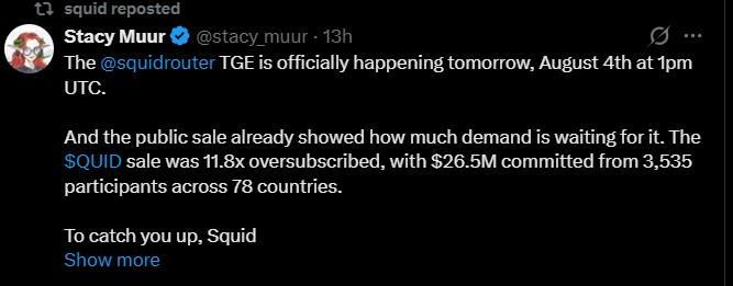 Squid Token TGE Launch Date Today Squid Token TGE Launch Date Today