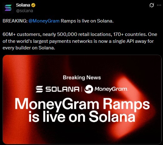 MoneyGram Ramps is now live on the Solana network