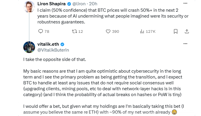 Vitalik Rejects 50% Crash Prediction