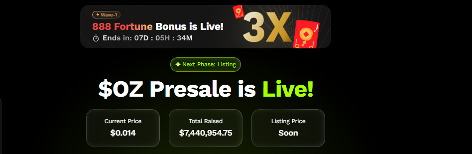 3X multiplier on $OZ token purchases