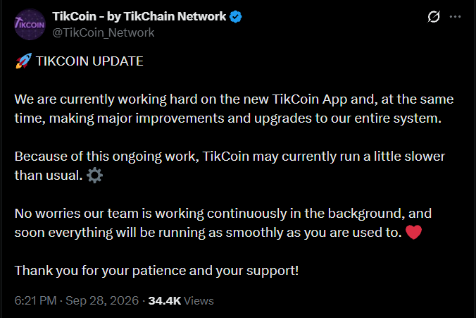 Latest TikCoin Update: Why Is the App Running Slower? Latest TikCoin Update: Why Is the App Running Slower?