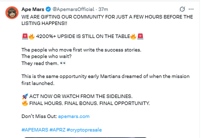 4200% ROI posted by Apemars