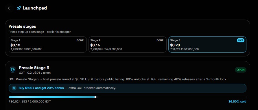 the official website, presale Stage 3