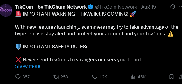 TikWallet Update: TikCoin Trading Begins on August 20 TikWallet Update: TikCoin Trading Begins on August 20