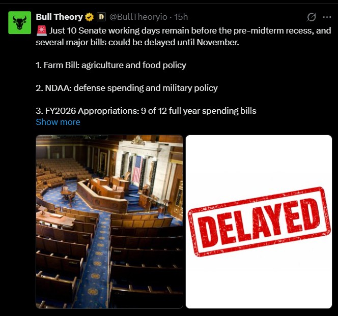 Senate Has Just 10 Working Days Before Pre-Midterm Recess Senate Has Just 10 Working Days Before Pre-Midterm Recess