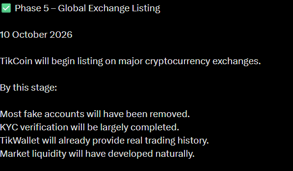 TikCoin Network Confirms October 10 Listing Target