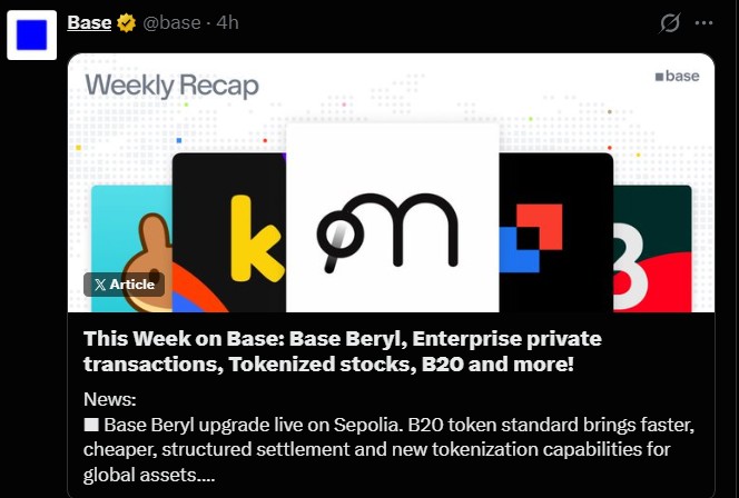 Base Mainnet Upgrade, Beryl on June 2026