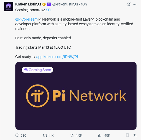 Pi Coin Price Prediction rises as Kraken listing announcement boosts market interest