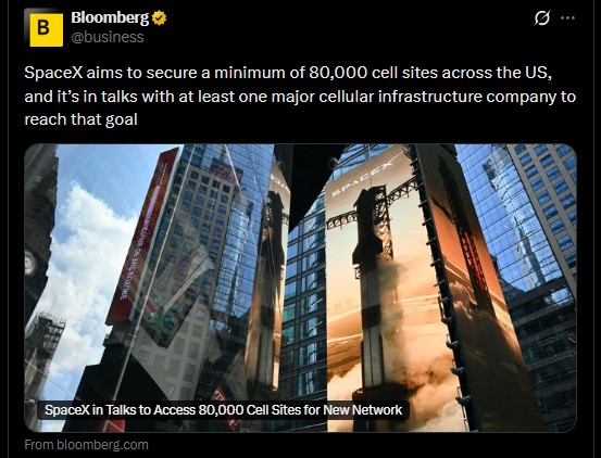 The company wants access to at least 80,000 cell tower sites across the US The company wants access to at least 80,000 cell tower sites across the US