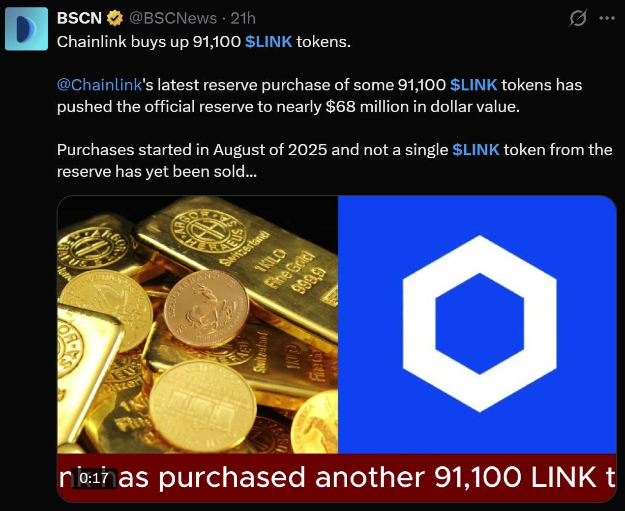 Chainlink Reserve Buyback Adds to Bullish Buzz Chainlink Reserve Buyback Adds to Bullish Buzz